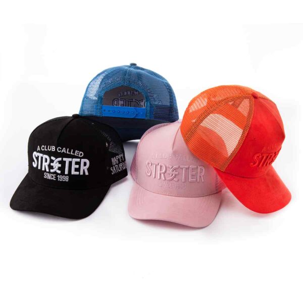 Streeter pink, orange, black, or blue fashion trucker hat for women and men KN2103081