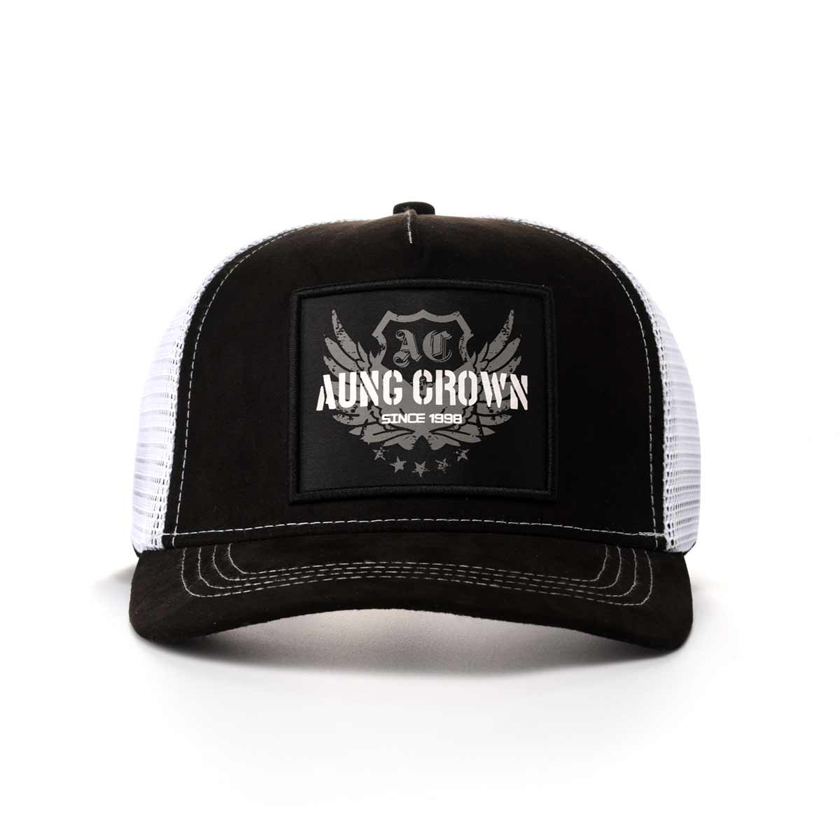 Aung Crown black-white baseball trucker hat with a curved brim SFA-210415-2