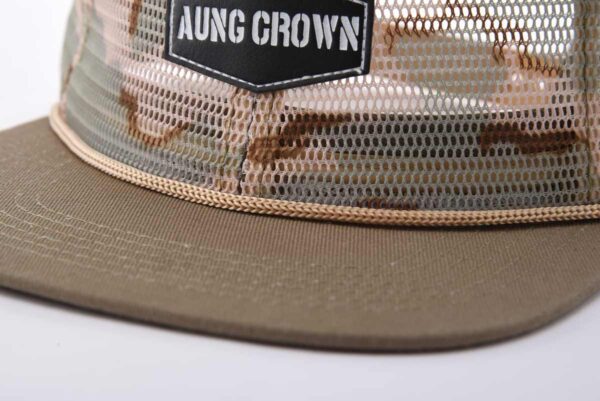 Aung Crown men's khaki trucker hat with a khaki wide and flat brim SFA-210409-1