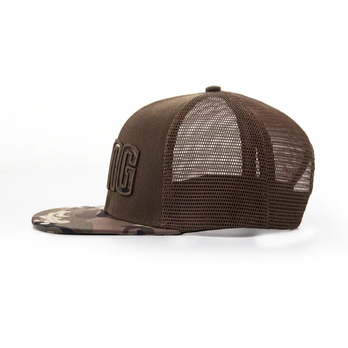 Aung Crown mens mesh trucker hat for outdoors with a flat brim SFG-210420-3