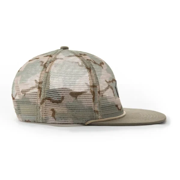 Aung Crown men's outdoor khaki trucker hat with a full mesh crown SFA-210409-1