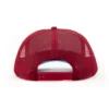 Aung Crown sports screen print trucker hat with a red plastic snap and a red mesh back SFA-210329-2