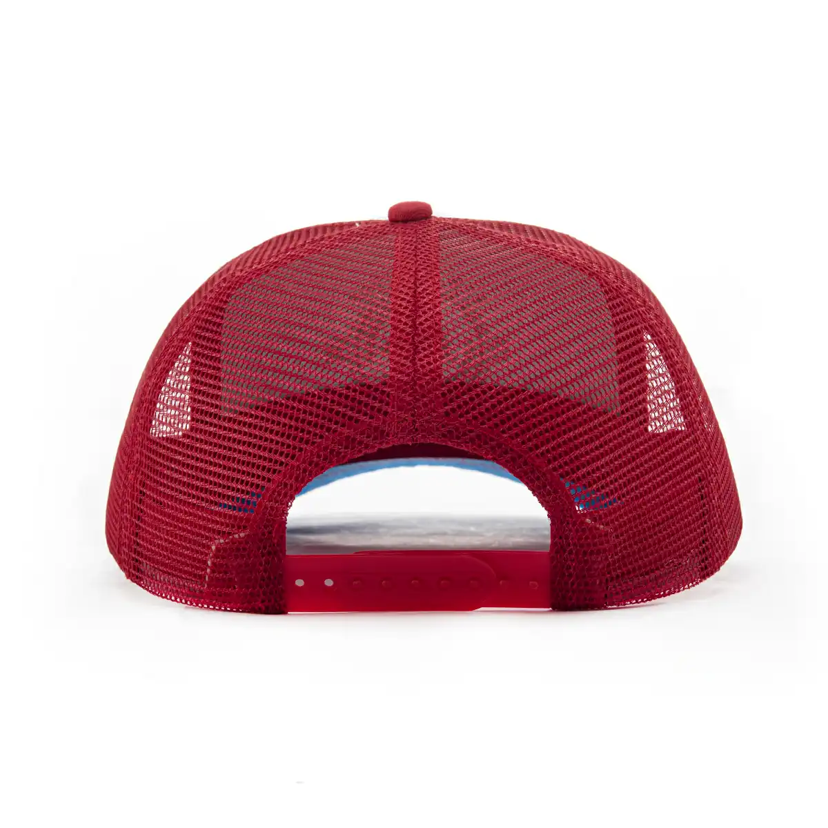 Aung Crown sports screen print trucker hat with a red plastic snap and a red mesh back SFA-210329-2 Aung Crown sports screen print trucker hat with a red plastic snap and a red mesh back SFA-210329-2