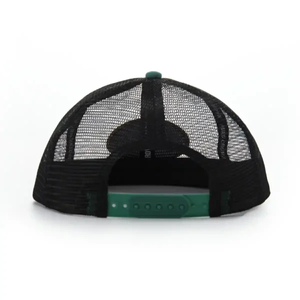 Aung Crown sports stylsih trucker hat with a green plastic snap closure SFA-210407-1