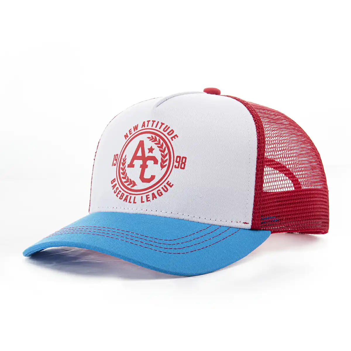 Aung Crown unisex 5-panel screen print trucker hat with a curved brim SFA-210329-2 Aung Crown unisex 5-panel screen print trucker hat with a curved brim SFA-210329-2