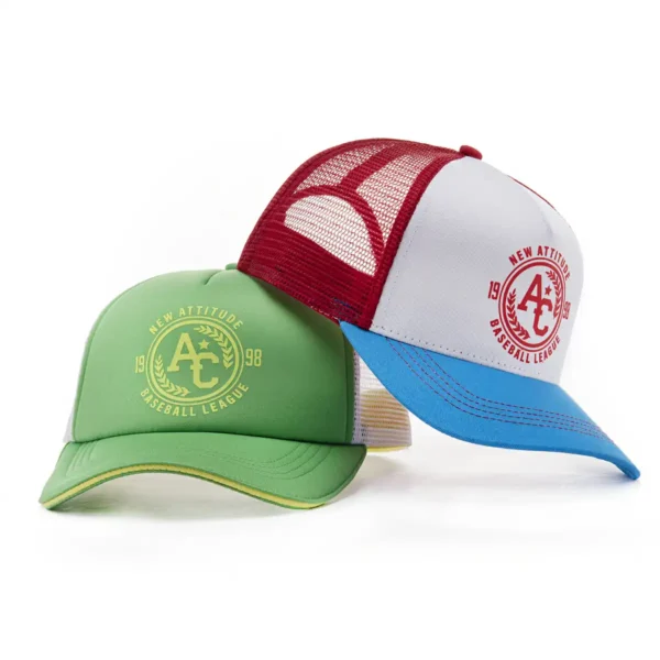 Aung Crown unisex screen print trucker hat in red-white-blue or green-yellow-white SFA-210329-2