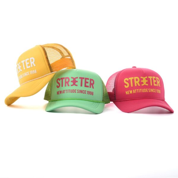 Streeter casual foam trucker hat in yellow, green, or pinkish red SFA-210430-1