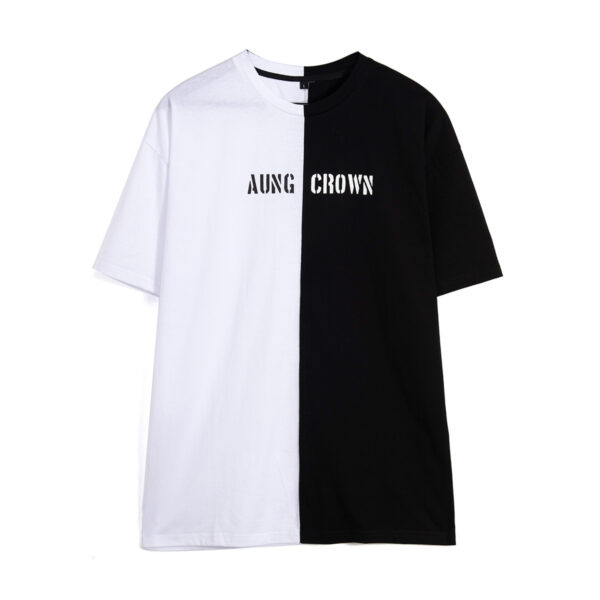 Aung Crown black and white t-shirt at the front view SFA-210420-3