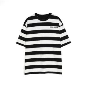 black and white stripe t shirt at the front view SFA-210330-7