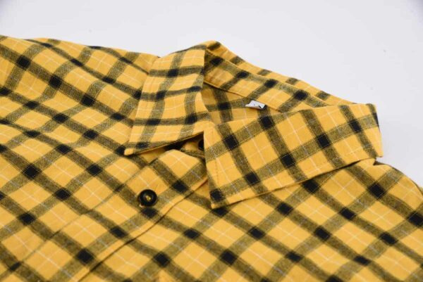 button-down yellow mens yellow check shirt SFA-210331-4