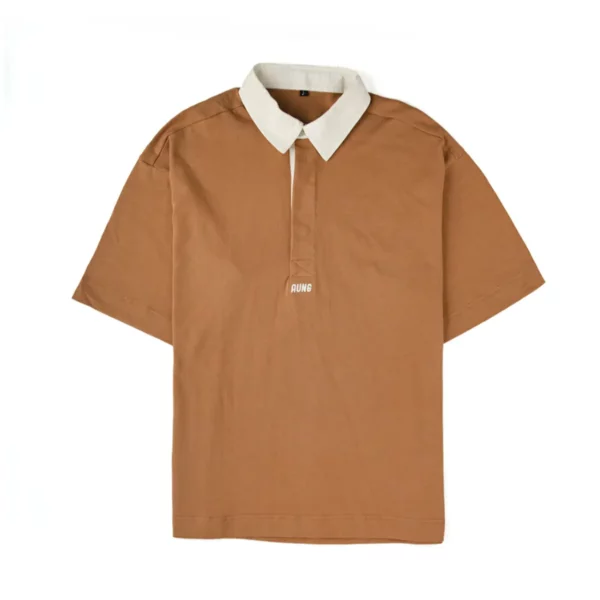 dakr khaki v neck t shirt SFA-210330-8-1