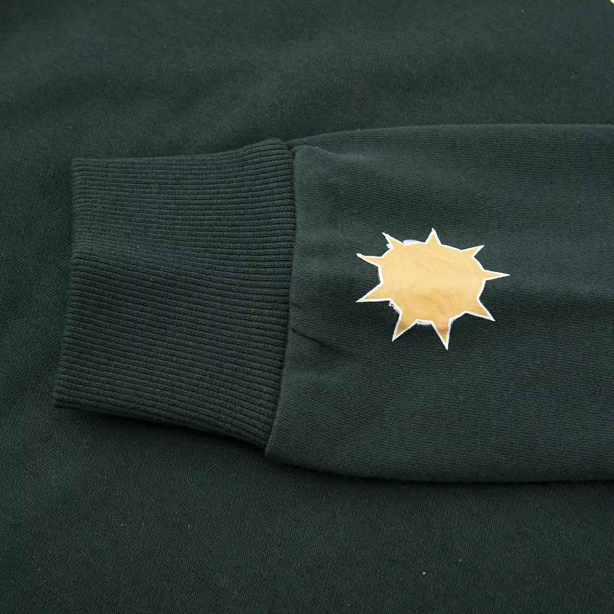 dark green sweatshirt with heat transfer sun on the sleeve SFZ-210518-8 dark green sweatshirt with heat transfer sun on the sleeve SFZ-210518-8
