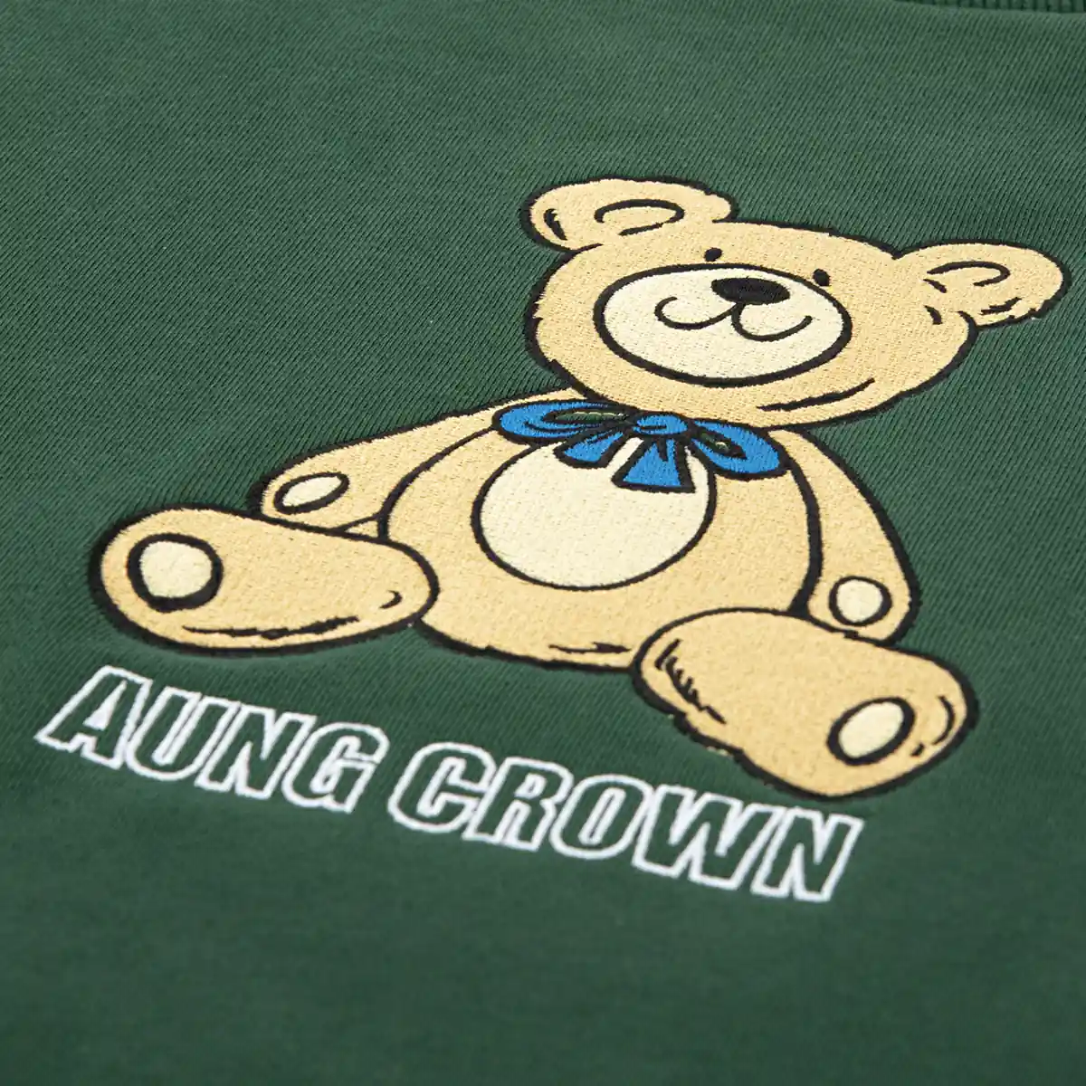 green sweatshirt with embroidery bear and letters KN2102261 green sweatshirt with embroidery bear and letters KN2102261