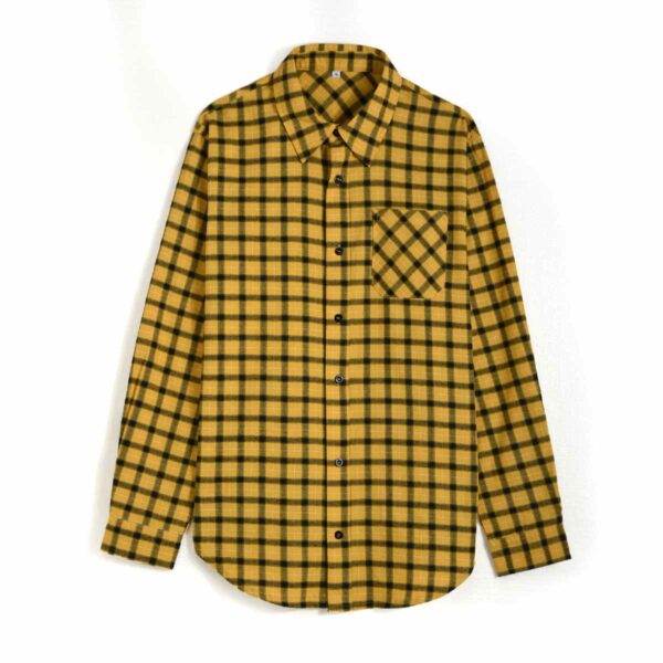 lattice yellow mens yellow check shirt SFA-210331-4