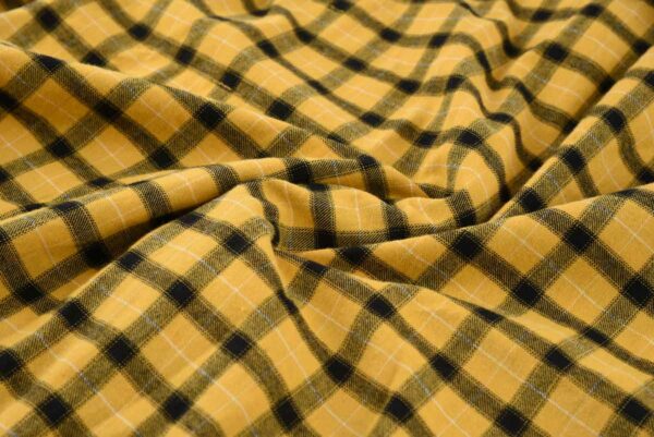 long sleeve yellow mens yellow check shirt SFA-210331-4