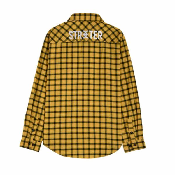 mens yellow check shirt with back embroidery letters SFA-210331-4