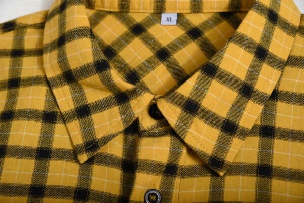 mens yellow check shirt with collar SFA-210331-4