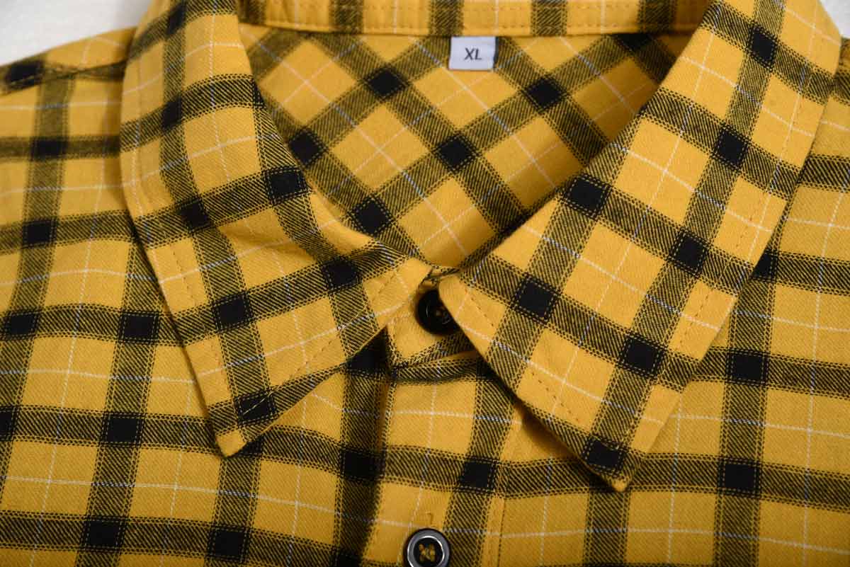 mens yellow check shirt with collar SFA-210331-4 mens yellow check shirt with collar SFA-210331-4